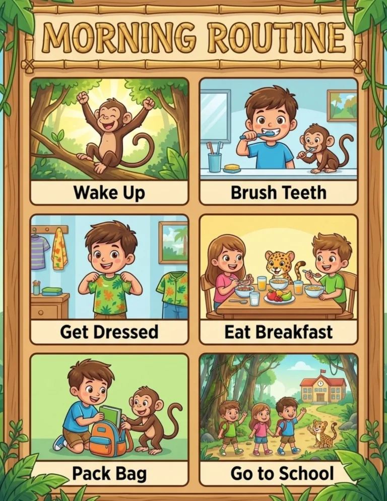 Jungle-Themed Morning Routine Chart preview