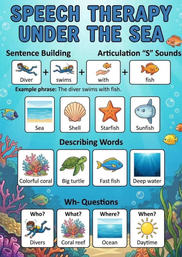 Speech Therapy Under The Sea Worksheet preview