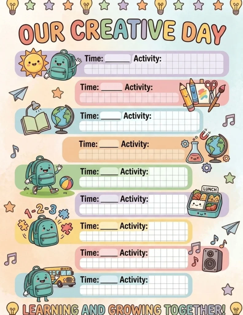 Our Creative Day Editable Schedule Template preview