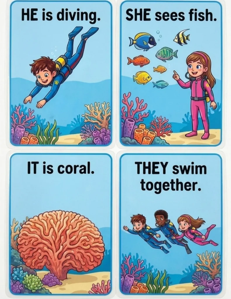 Scuba Diving Pronoun Flashcards preview
